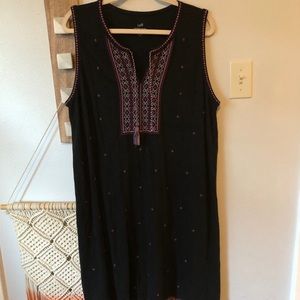 J. Jill Black Embroidered Sleeveless Knit Dress